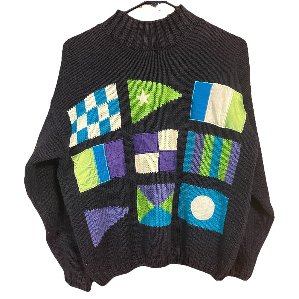 Vintage Maggie Lawrence Nautical Flag Sweater